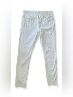 MOTHER Looker Ankle Fray Corduroy Jeans Size 27 Hopscotch High Rise Skinny Beige